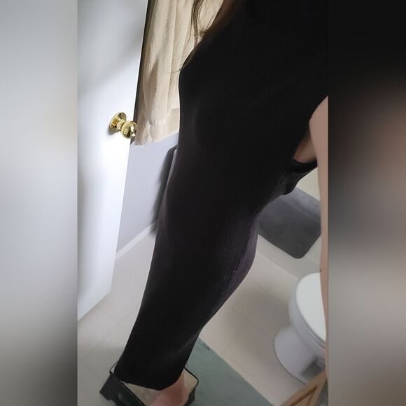 Max Studio L Black Sleeveless Turtleneck Knit Dress - Picture 3 of 5